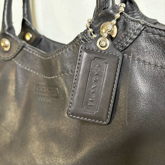 COACH Bleeker F14383 Black Leather Tote Shoulder Bag Purse - Picture 4 of 16